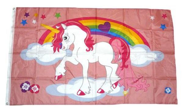 Fahne / Flagge Einhorn Regenbogen 90 x 150 cm