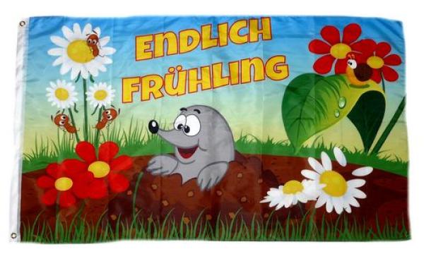 Fahne / Flagge Endlich Frühling 90 x 150 cm