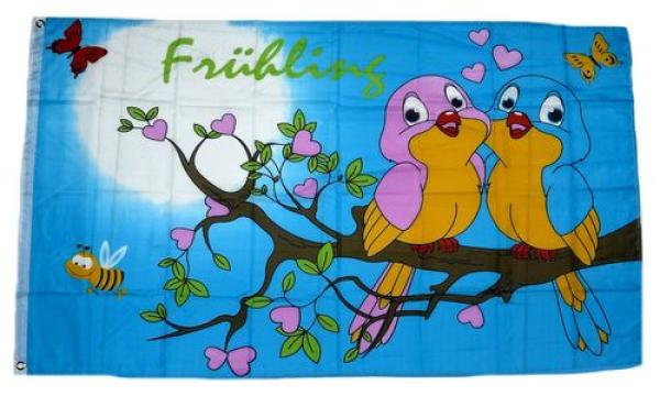 Fahne / Flagge Frühling Vögel 90 x 150 cm