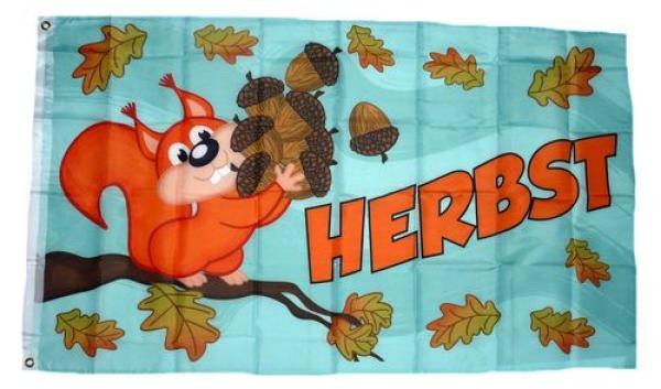 Fahne / Flagge Herbst Eichhörnchen 90 x 150 cm