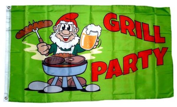 Fahne / Flagge Grillparty Gartenzwerg 90 x 150 cm