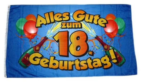 Fahne / Flagge Alles Gute zum 18. Geburtstag 90 x 150 cm