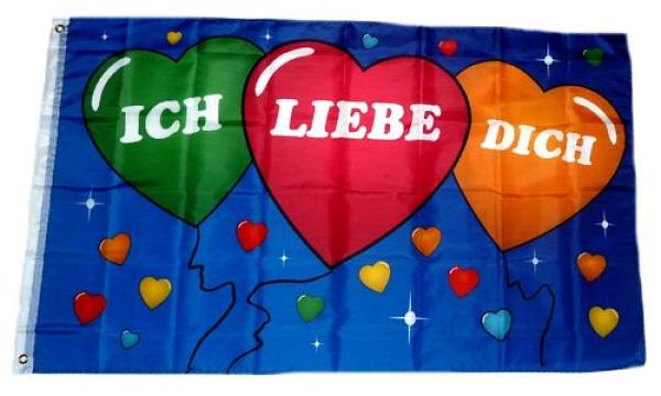 Fahne / Flagge I Love You Herzen 90 x 150 cm