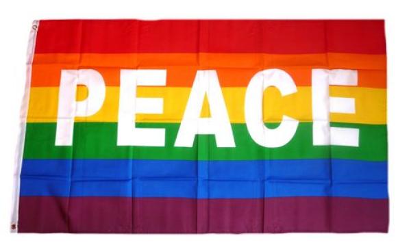 Fahne / Flagge Peace Regenbogen 90 x 150 cm