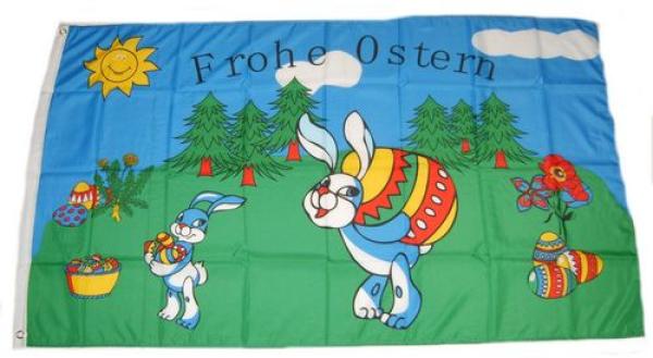 Fahne / Flagge Frohe Ostern Hase 90 x 150 cm