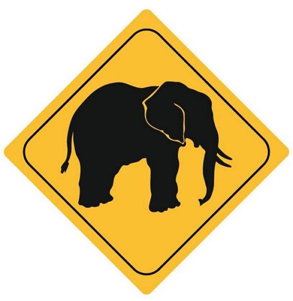 Aufkleber Sticker Achtung Elefant