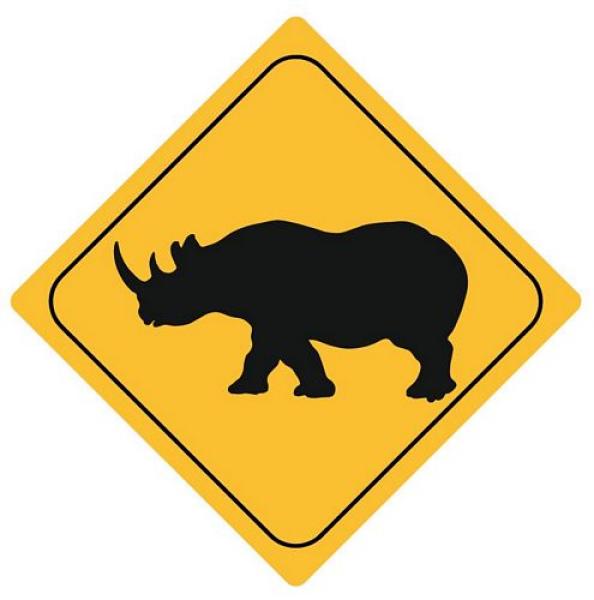 Aufkleber Sticker Achtung Nashorn