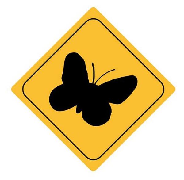 Aufkleber Sticker Achtung Schmetterling