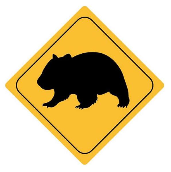 Aufkleber Sticker Achtung Wombat