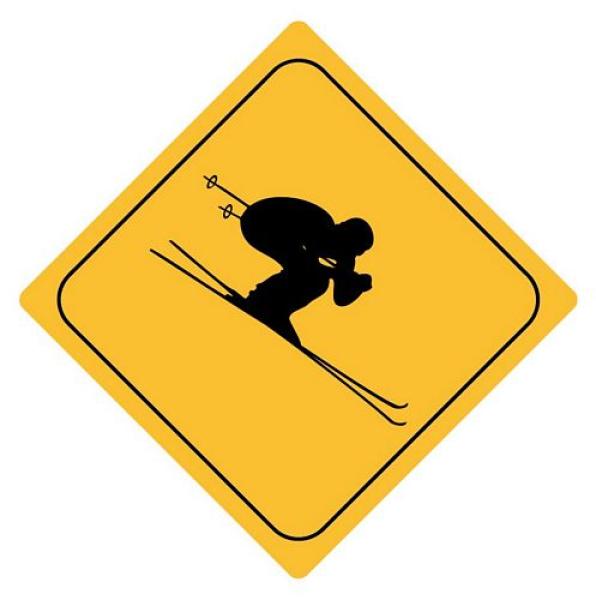 Aufkleber Sticker Achtung Skifahrer