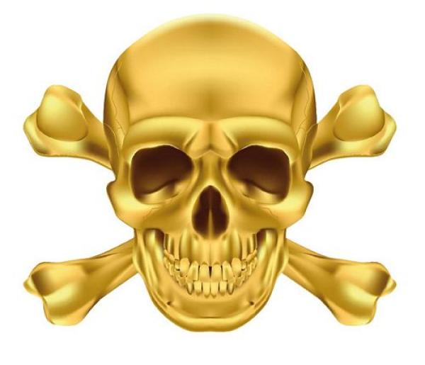 Aufkleber Sticker Totenkopf Skull goldfarben