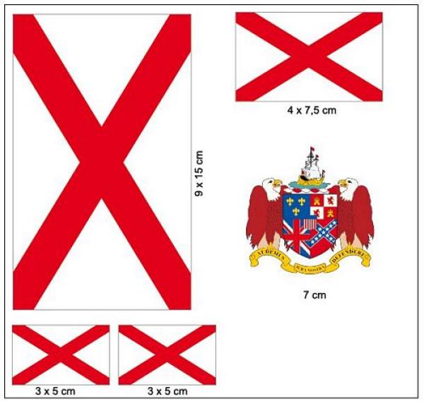 Fahnen Aufkleber Set USA - Alabama