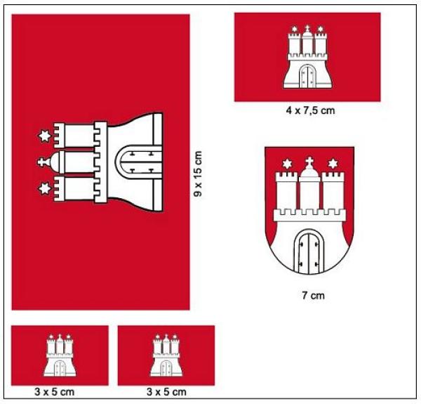 Fahnen Aufkleber Set Hamburg