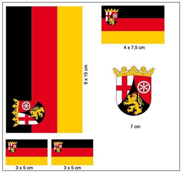 Fahnen Aufkleber Set Rheinland Pfalz