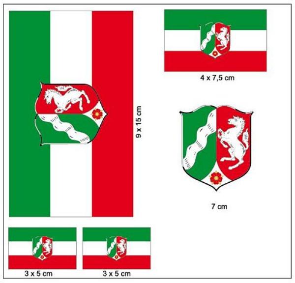Fahnen Aufkleber Set Nordrhein Westfalen