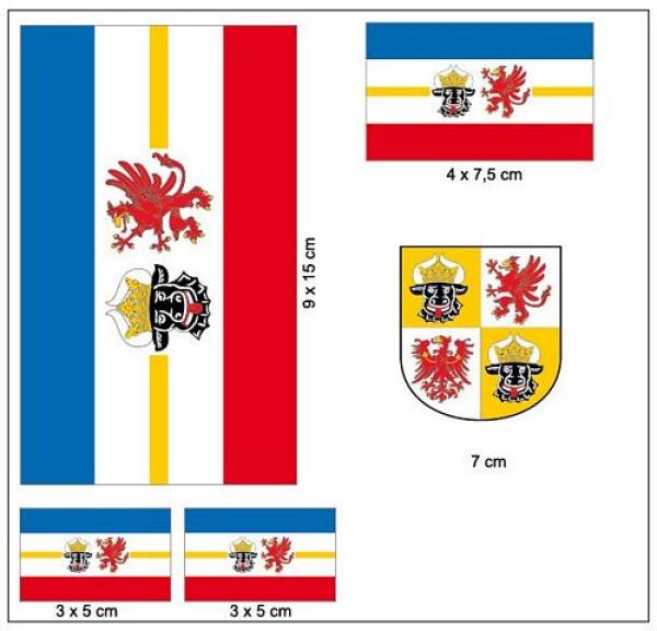 Fahnen Aufkleber Set Mecklenburg Vorpommern