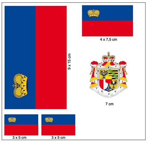 Fahnen Aufkleber Set Liechtenstein