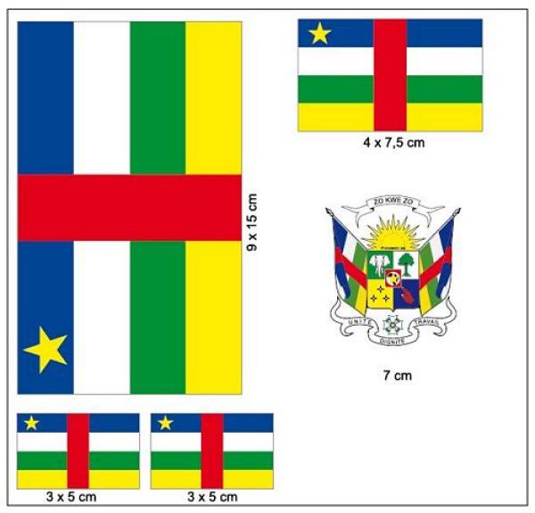 Fahnen Aufkleber Set Zentralafrika