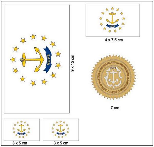 Fahnen Aufkleber Set USA - Rhode Island