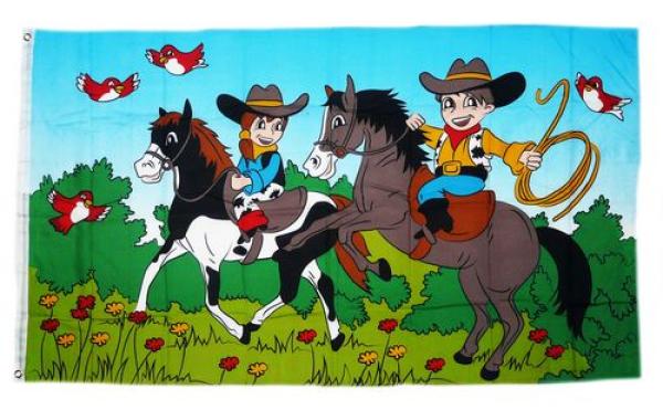 Fahne / Flagge Cowboykinder 90 x 150 cm