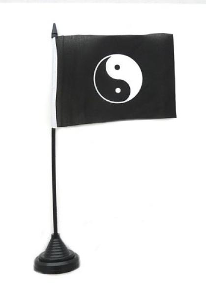 Tischflagge Ying Yang schwarz 10 x 15 cm