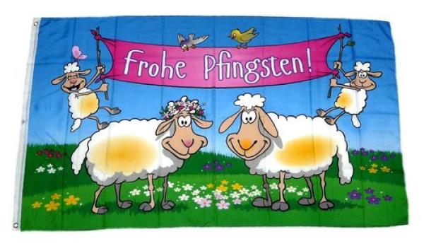 Fahne / Flagge Frohe Pfingsten Lämmer 90 x 150 cm