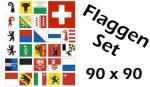 Flaggenset Schweiz 26 Kantone 90 x 90 cm