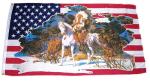 Fahne / Flagge USA - Indianer weißes Pferd 60 x 90 cm