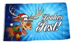 Fahne / Flagge Frohes Fest Elch Weihnachten blau 60 x 90 cm