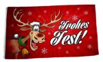 Fahne / Flagge Frohes Fest Elch Weihnachten rot 60 x 90 cm