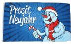 Fahne / Flagge Prosit Neujahr Schneemann 60 x 90 cm