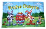 Fahne / Flagge Frohe Ostern Hasen Ei 90 x 150 cm