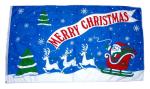 Fahne / Flagge Merry Christmas Weihnachten Schlitten 90 x 150 cm