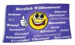 Fahne / Flagge Herzlich Willkommen Smile 90 x 150 cm