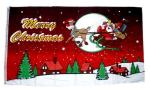 Fahne / Flagge Merry Christmas Schlitten rot 90 x 150 cm