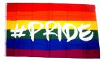 Fahne / Flagge Regenbogen Hashtag Pride 90 x 150 cm