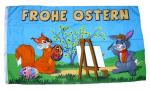 Fahne / Flagge Frohe Ostern Eichhörnchen 90 x 150 cm