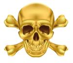 Aufkleber Sticker Totenkopf Skull goldfarben